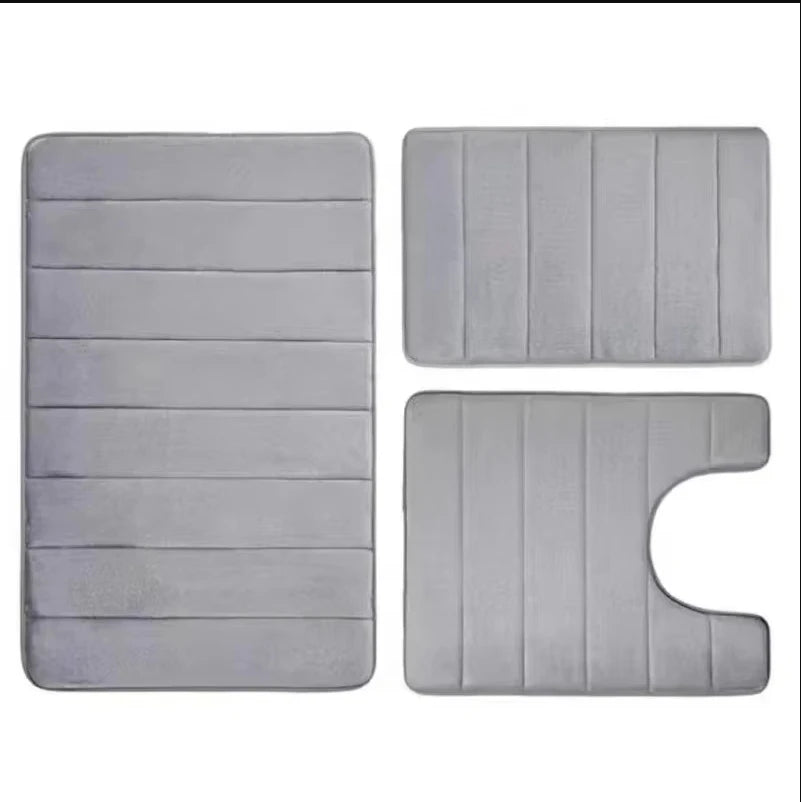 3 Pieces Super Absorbent Washable Bathroom Rug Set