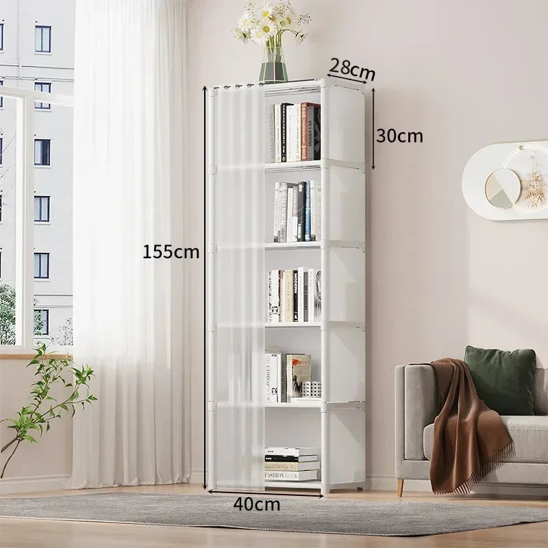 1/2pcs Simple Dustproof Wardrobe High Capacity Multi-Layer Storage Rack Bedroom Partition Bookshelf Closet Organizer Furniture