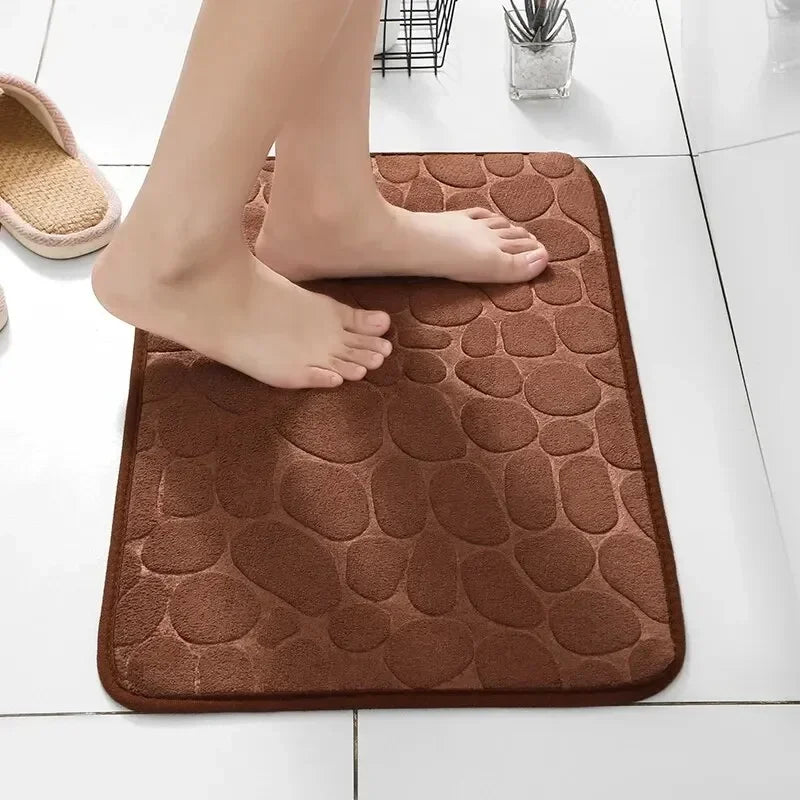 Mat Non Slip Cobblestone Embossed Memory Foam Carpets