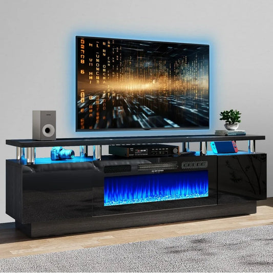 70" Modern Electric Fireplace LED Entertainment Center for TVs Up to 80"