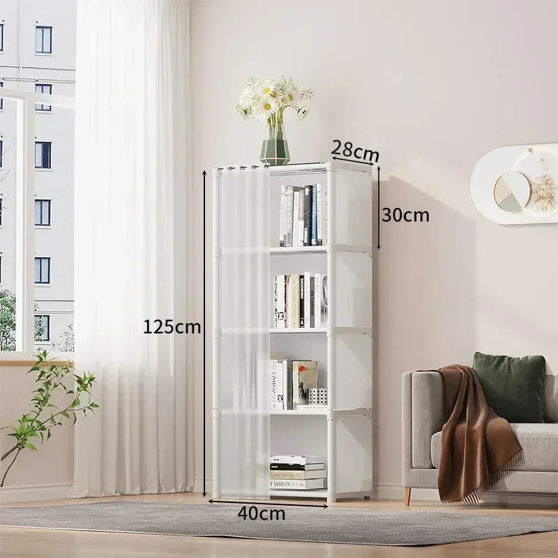 1/2pcs Simple Dustproof Wardrobe High Capacity Multi-Layer Storage Rack Bedroom Partition Bookshelf Closet Organizer Furniture