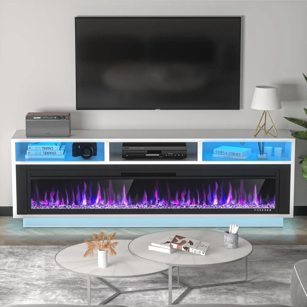 LED Entertainment Center with Storage, Electric Fireplace for TVs Up To 65"