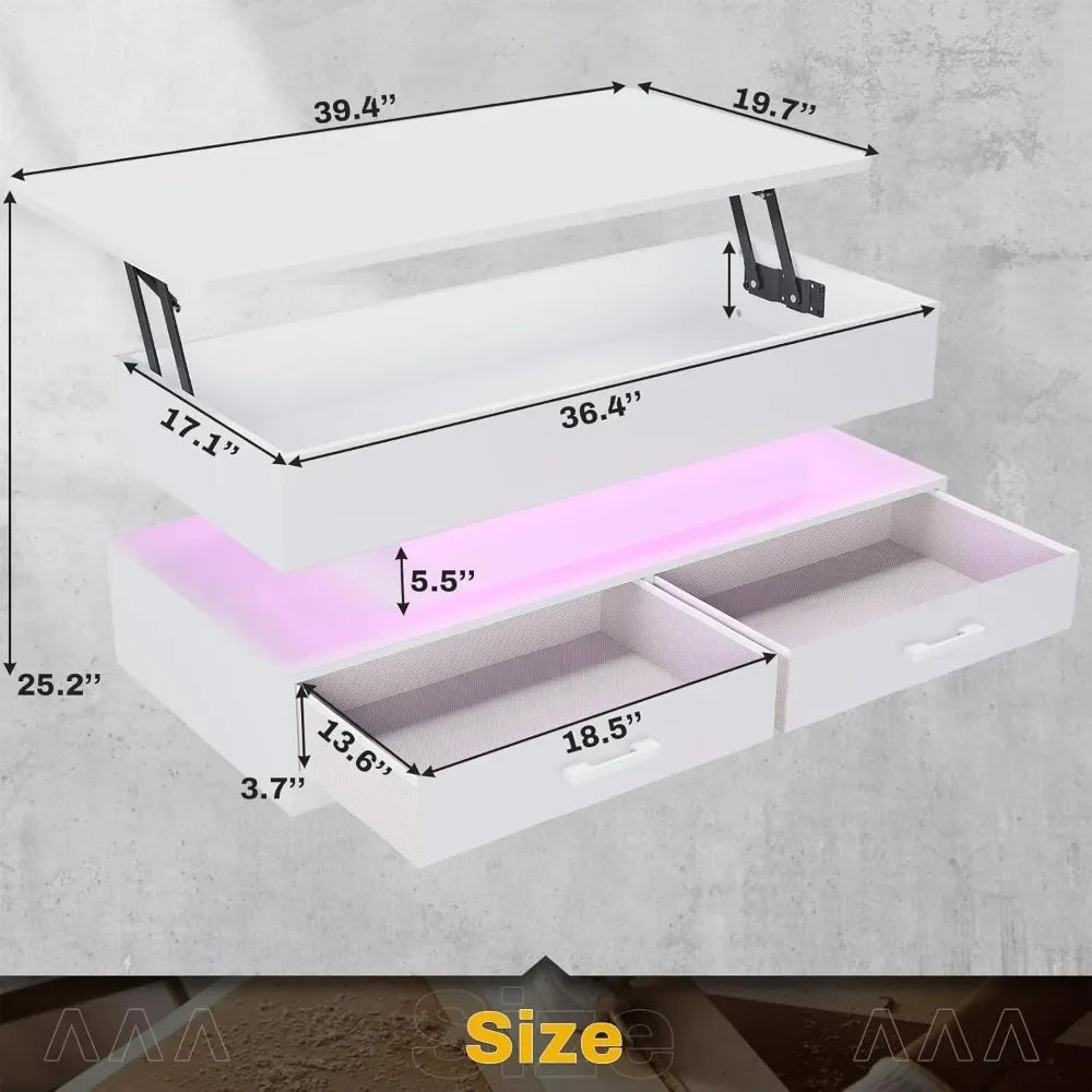 LED Lift Top Coffee Tables with Storage