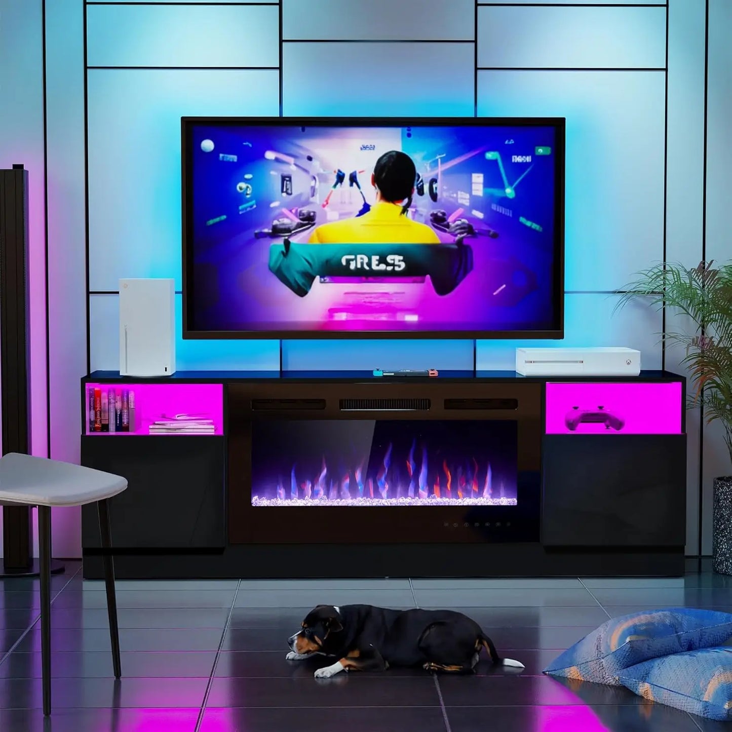 70" Electric Fireplace LED Entertainment Center for TVs Up to 80"