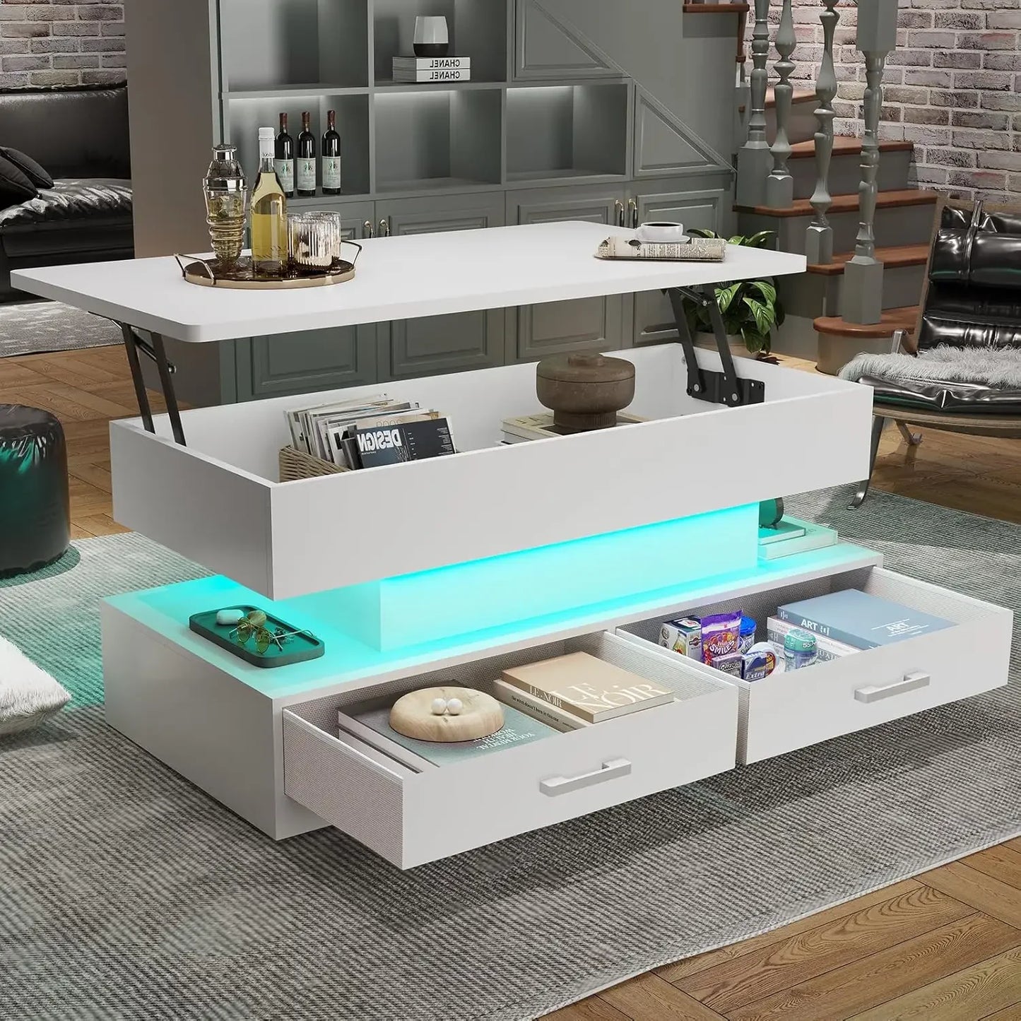 LED Lift Top Coffee Tables with Storage