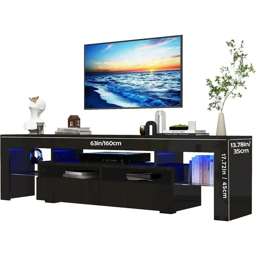 Modern LED High Gloss TV Entertainment Center with Storage