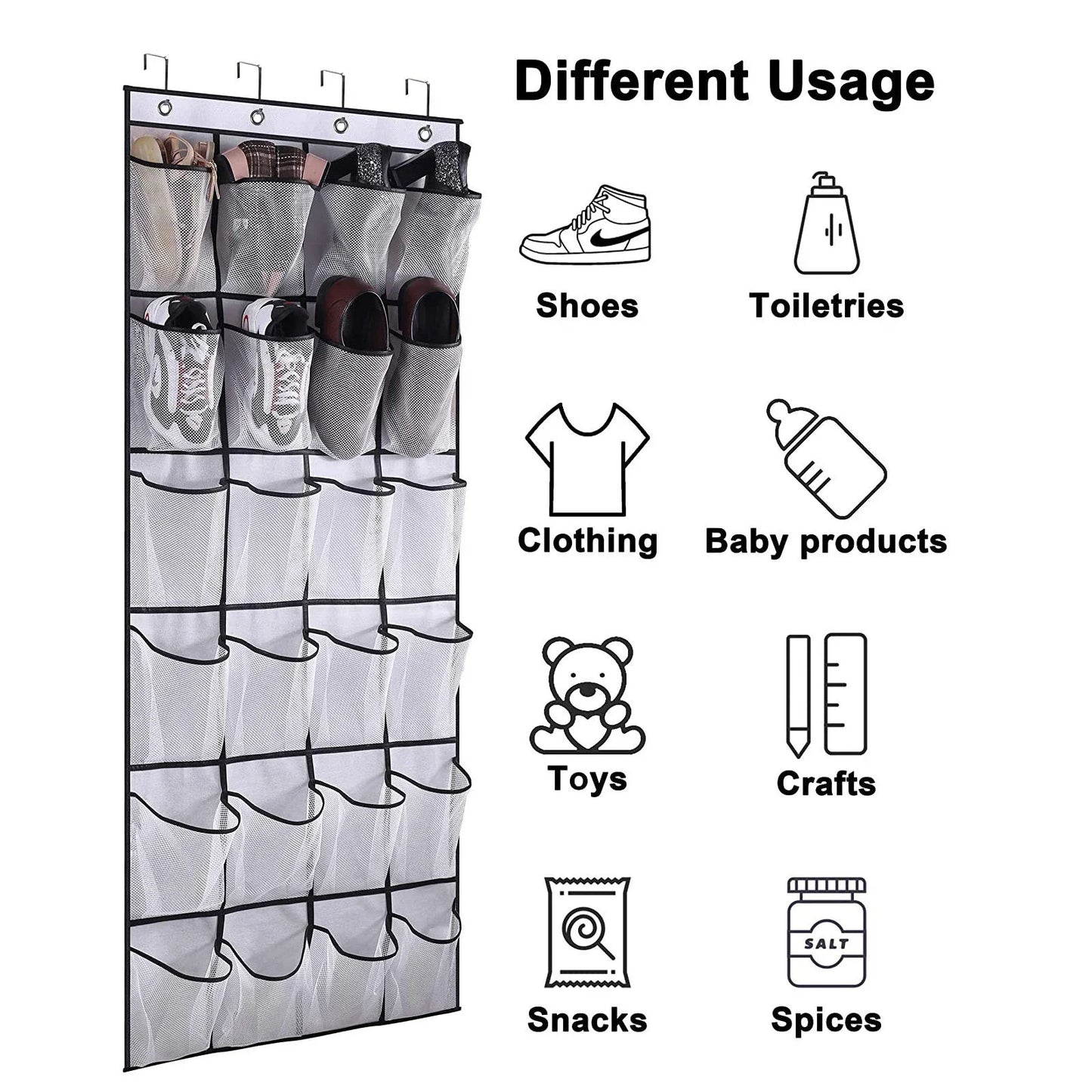 24 Pocket Over the Door Shoe Organizer Storage Bag