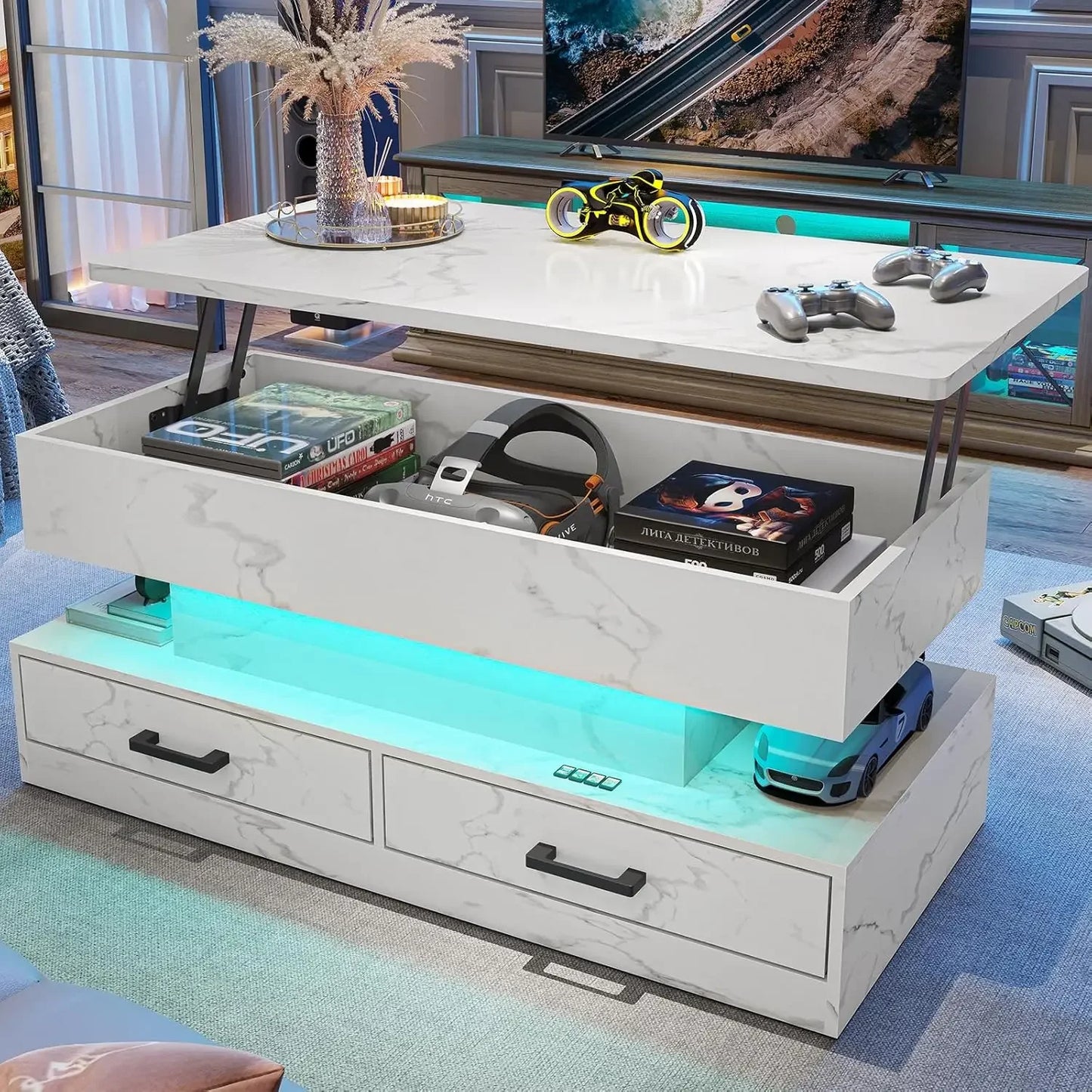 LED Lift Top Coffee Tables with Storage