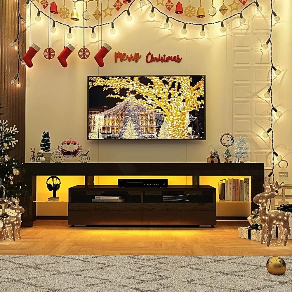 Modern LED High Gloss TV Entertainment Center with Storage