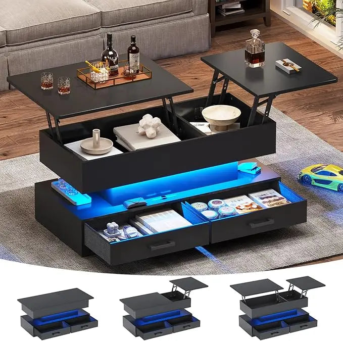 LED Lift Top Coffee Tables with Storage