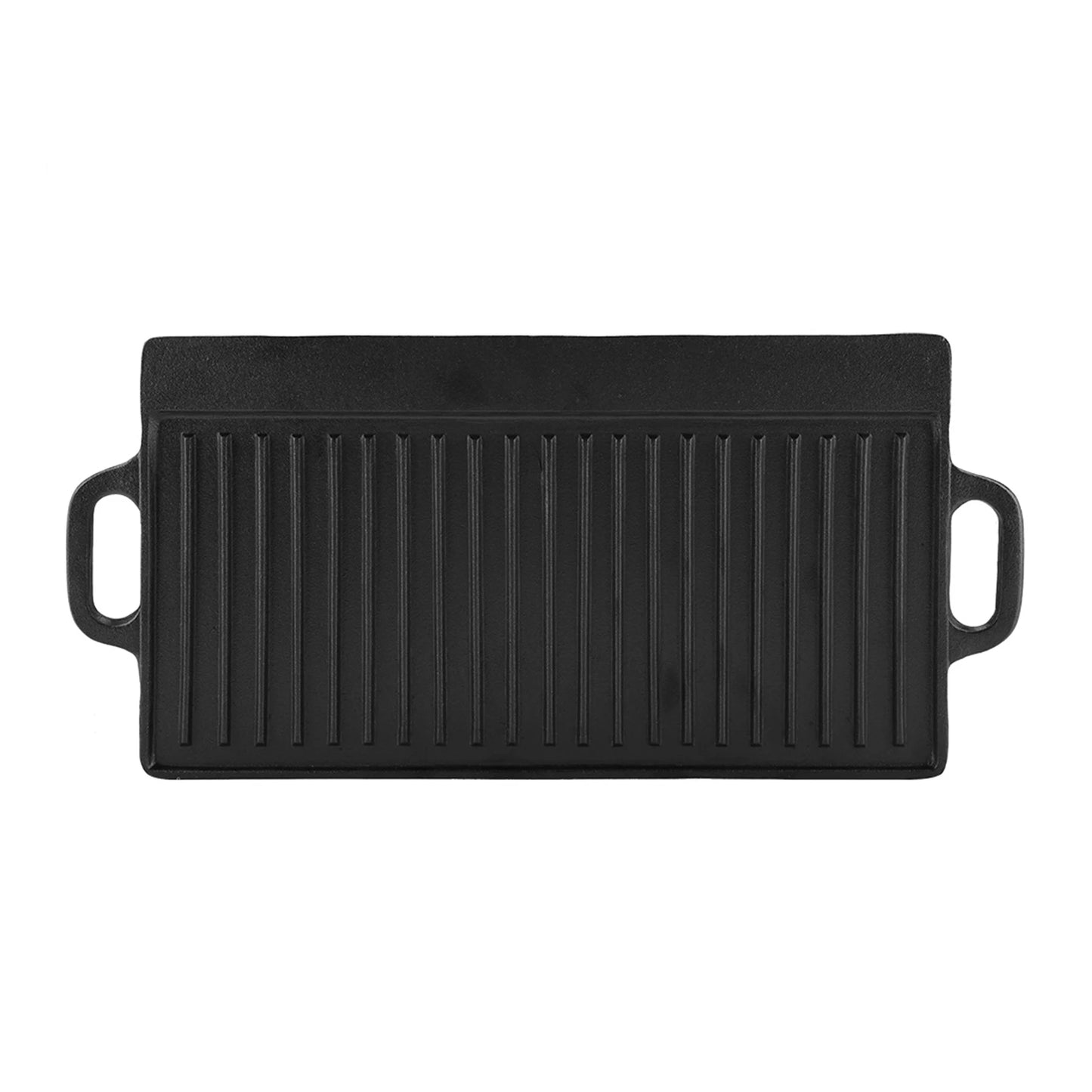 Non-Stick Cast Iron Grill Griddle Pan Ridged and Flat Double Sided Baking Cooking Tray Bakeware Griddle Pan Cast Iron Grill Pan