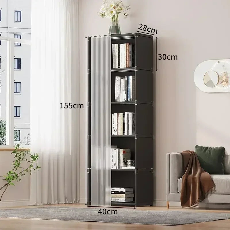 1/2pcs Simple Dustproof Wardrobe High Capacity Multi-Layer Storage Rack Bedroom Partition Bookshelf Closet Organizer Furniture