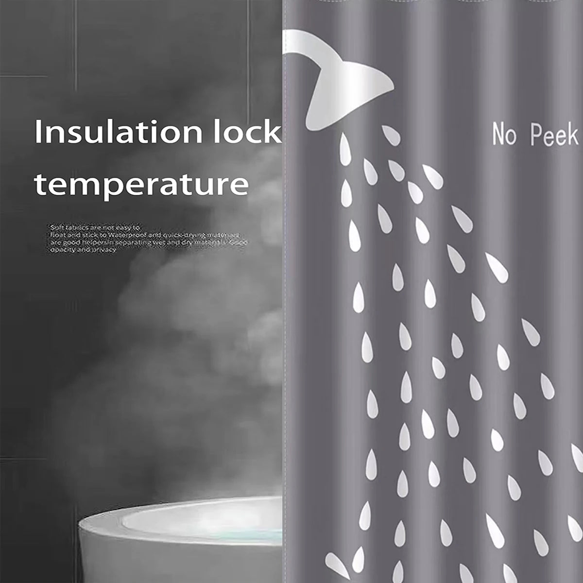 1 pc gray shower pattern shower curtain waterproof cloth bathroom curtain