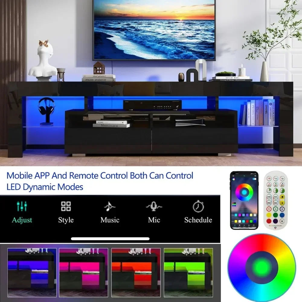 Modern LED High Gloss TV Entertainment Center with Storage