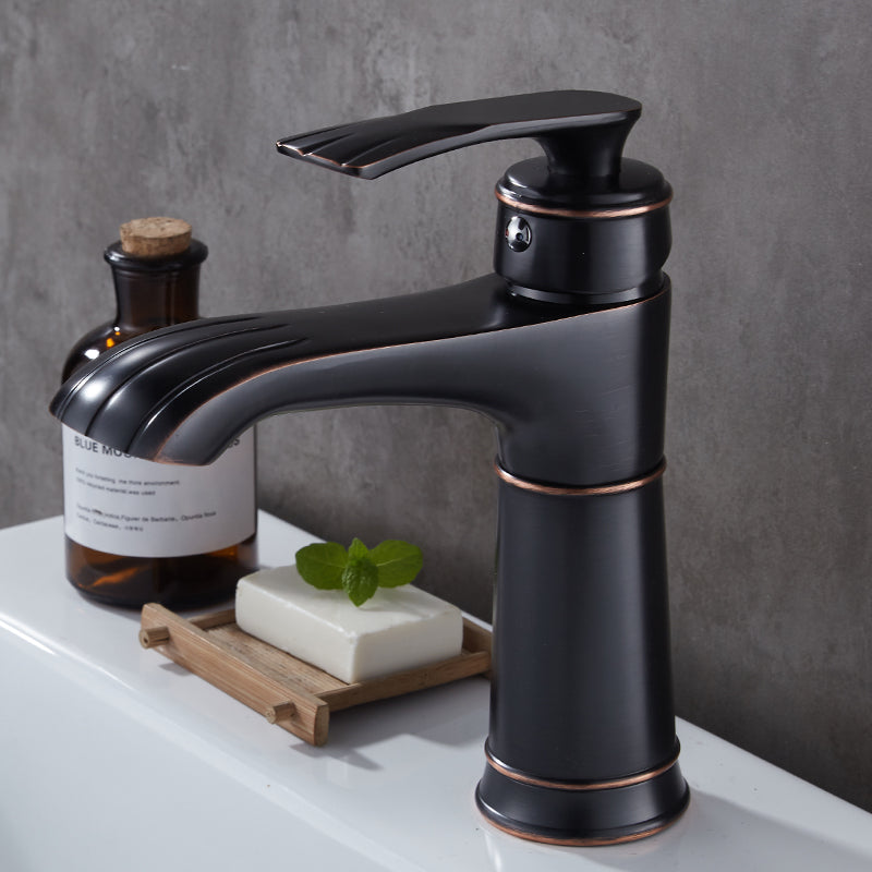 Black Hot and Cold American Copper Single Hole Inter-Platform Basin Faucet